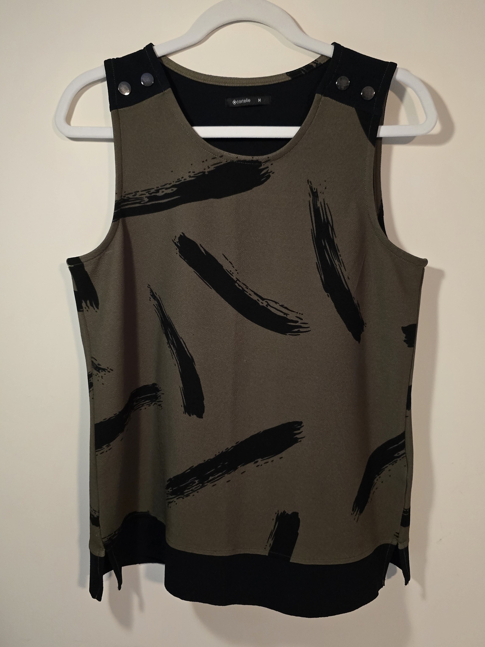 Cortelle Casual Brushstroke Sleeveless Tank - Olive/Black
